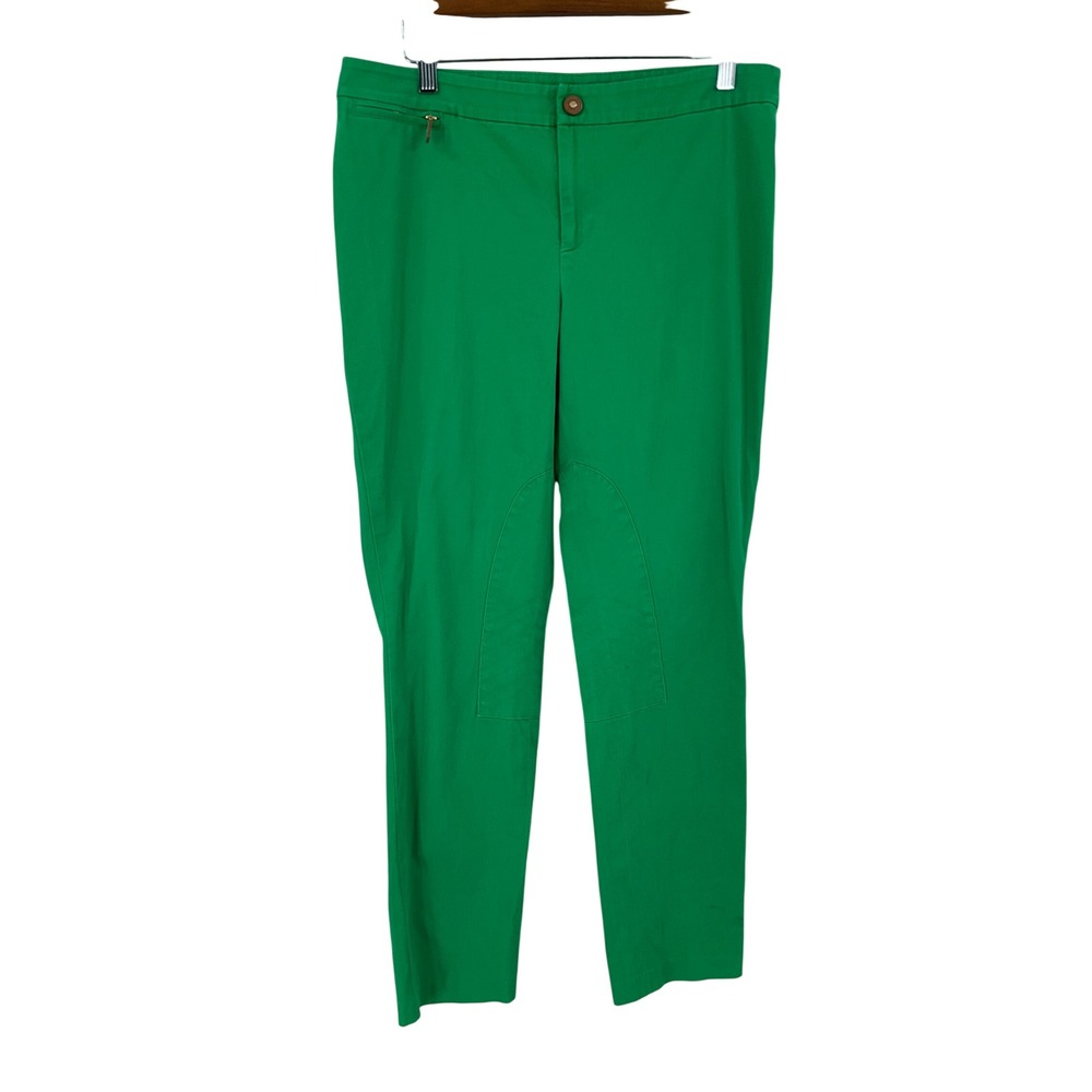 Lauren Ralph Lauren Kelly Green Equestrian Skinny Pants Knee Patch Sz 10 Preppy
